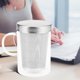 thumbnail image 3 of Taza infusora de té de vidrio resistente al calor de 500 ml para viajes con tapa de acero inoxidable, taza de café, vaso, kitch blanco, 3 of 5