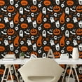 thumbnail image 2 of Ambesonne Halloween Peel & Stick Wallpaper for Home, Pumpkin Skull Ghost Print, 13"x100", Pale Vermilion Dark Grey, 2 of 5