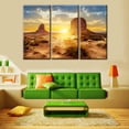 thumbnail image 2 of TISHIRON 3PCS Framed Canvas Wall Art Set,60"x40" Sunset in Monument Valley Canvas Art Decor, 2 of 7