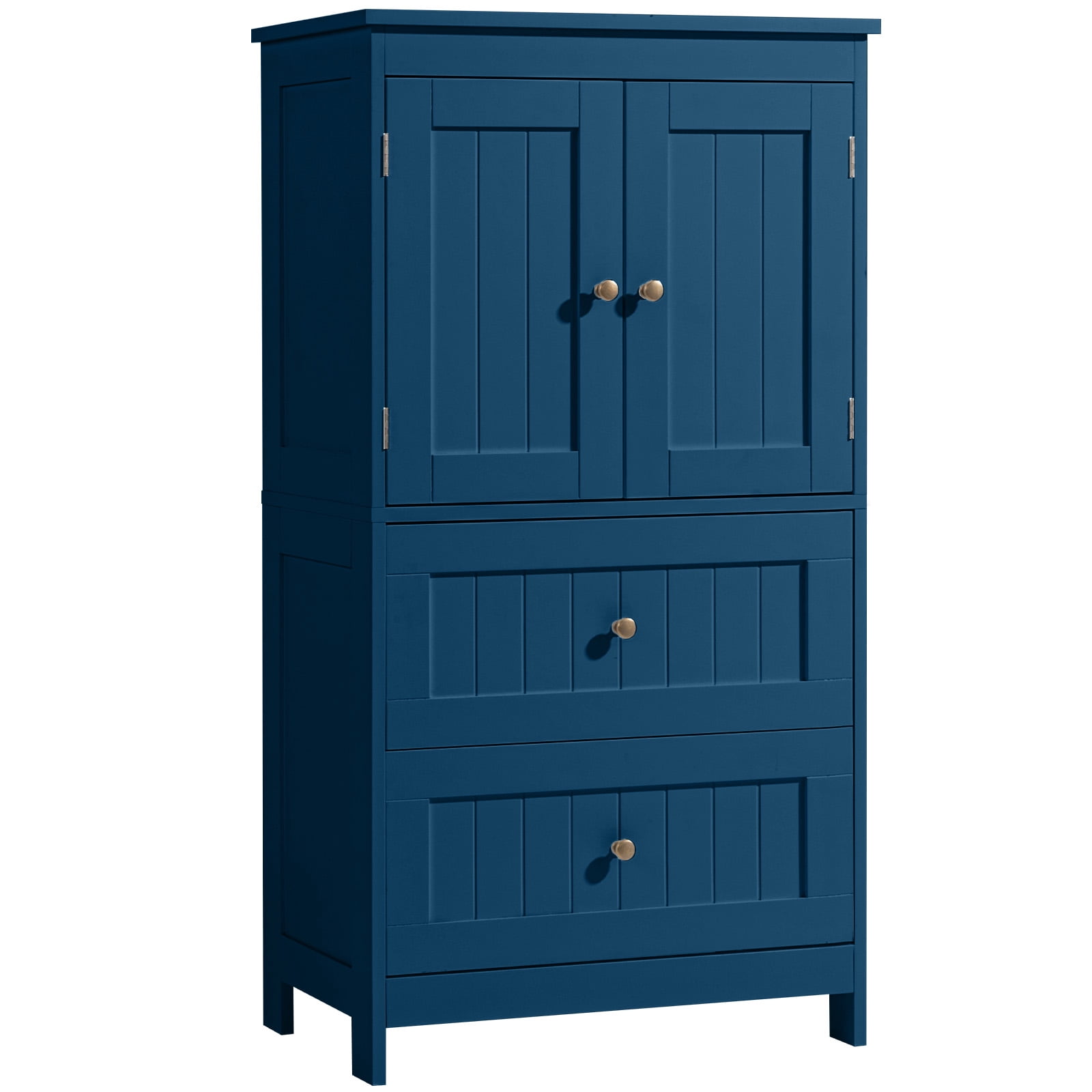 2-Drawer 2-Cabinet-Door Vertical-Grain MDF Painted Bathroom Cabinet 23.62x11.81x43.31in Blue