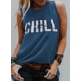 thumbnail image 2 of Asyoly Women's Summer Letter Print Tank Tops Casual Loose Sleeveless Shirts Round Neck Tees, 2 of 4