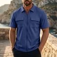 thumbnail image 5 of SAWOBUUN Men's Texture Zip Front Jacket Short Sleeve Collared Sport Top Casual Athletic Outerwear, 5 of 6