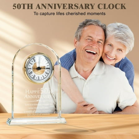 FOUNDLDF 50th Wedding Anniversary Clock, Wedding Anniversary Quartz Clock, Romantic Gift for Parents/Couple , Home Decorative Objects