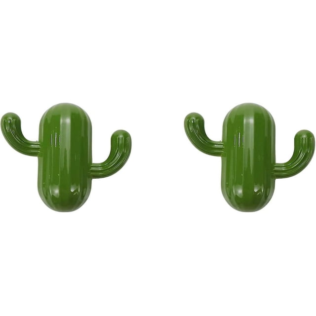 Ganchos de pared de cactus verdes de aleación de zinc de 2 piezas en pulgadas