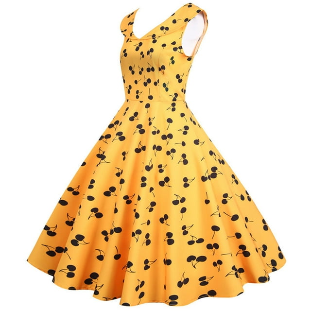 Pompotops Robe de Soirée Sans Manches pour Femmes Années 1950