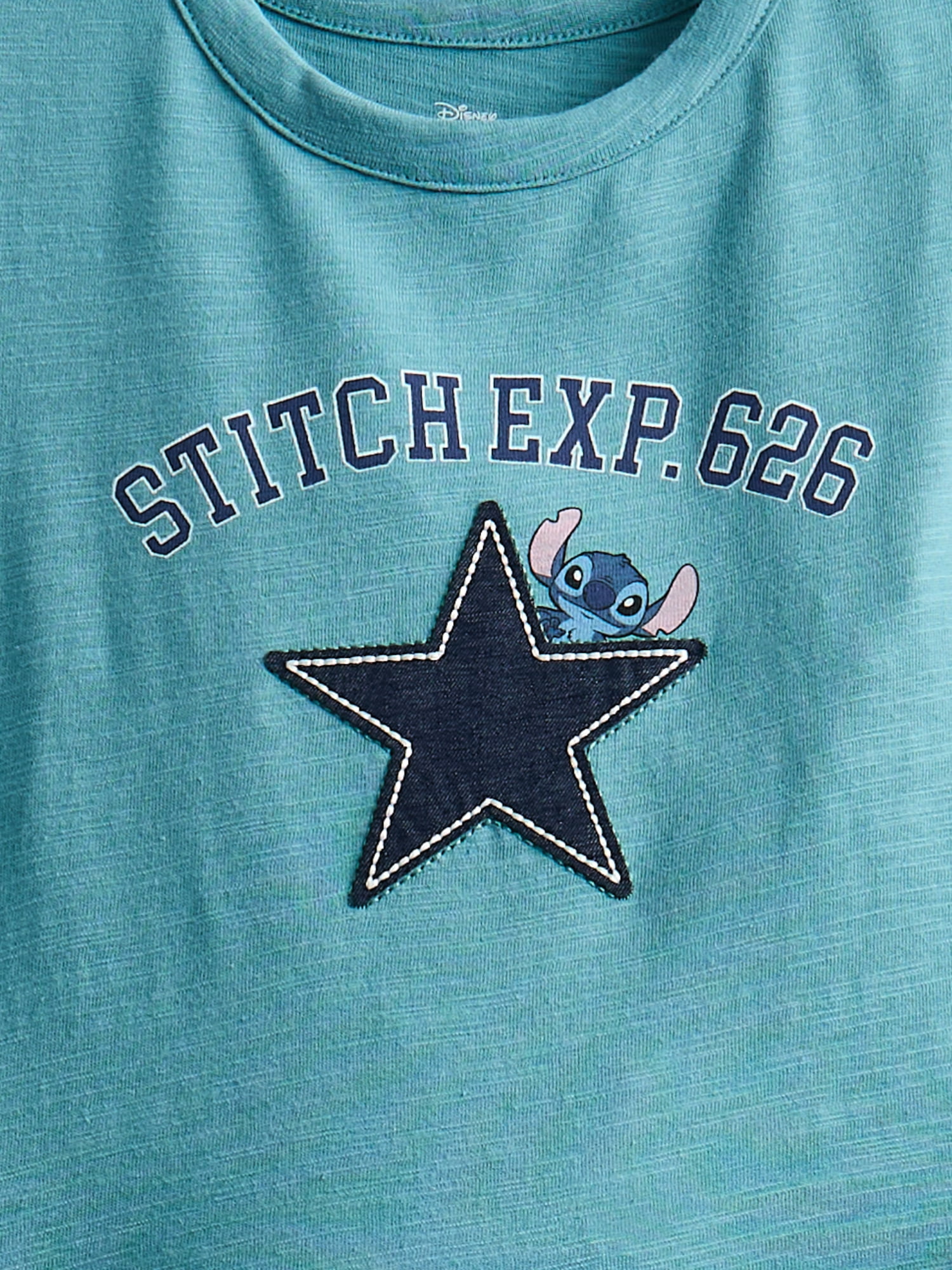Disney Stitch Girls Tiered Dress with Embroidered Applique and Short Sleeves, Sizes 4-12