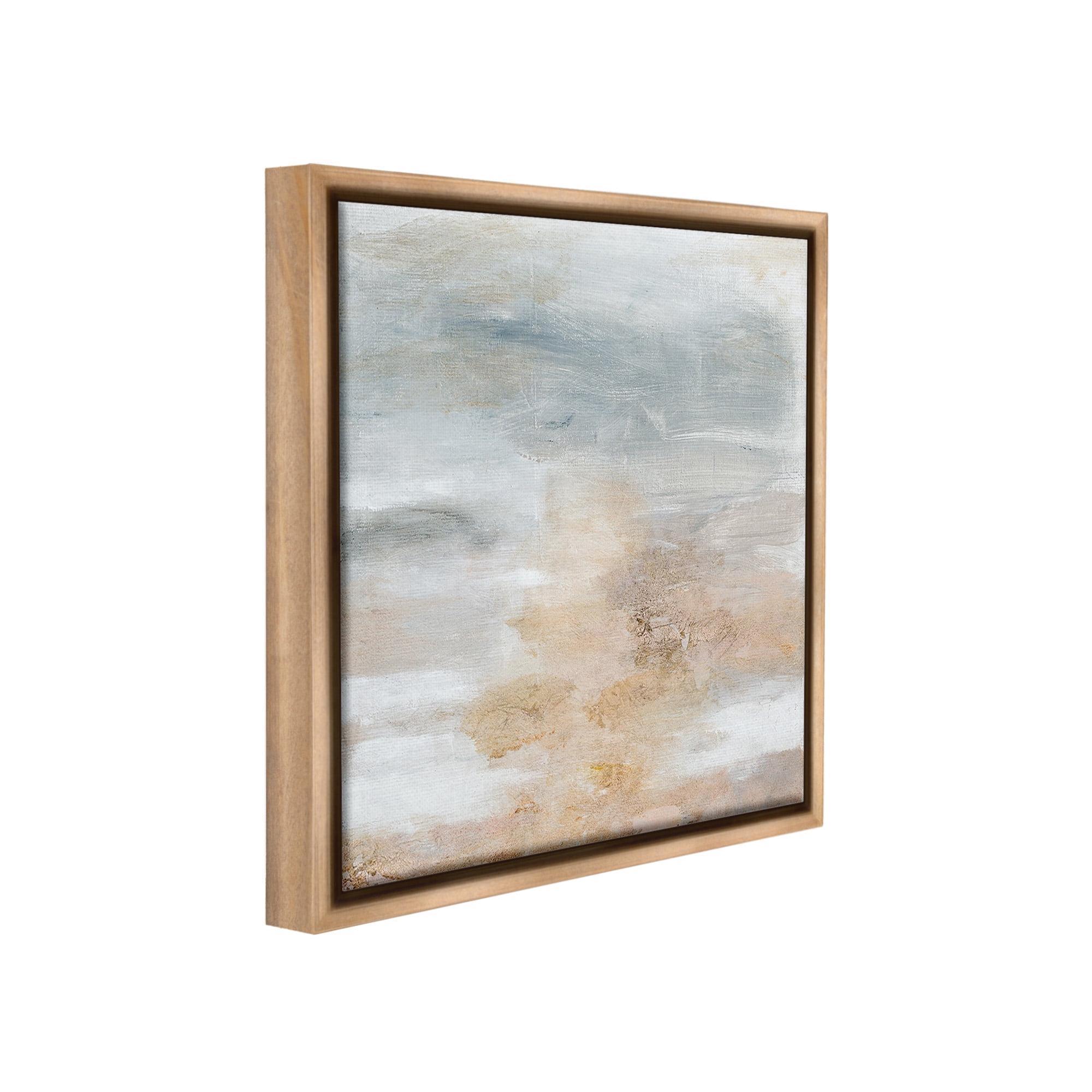 Stupell Industries Subtle Beige Abstraction Abstract Painting Brown Floater Framed Canvas Art Print Wall Art, 25 x 25