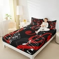 thumbnail image 4 of jejeloiu Music Melody Twin Sheet Sets,Rock Musical Twin Fitted Sheet,Red Black White Flat Sheet For Girls Boys,Microfiber Bedroom Decor,3pcs, 4 of 7