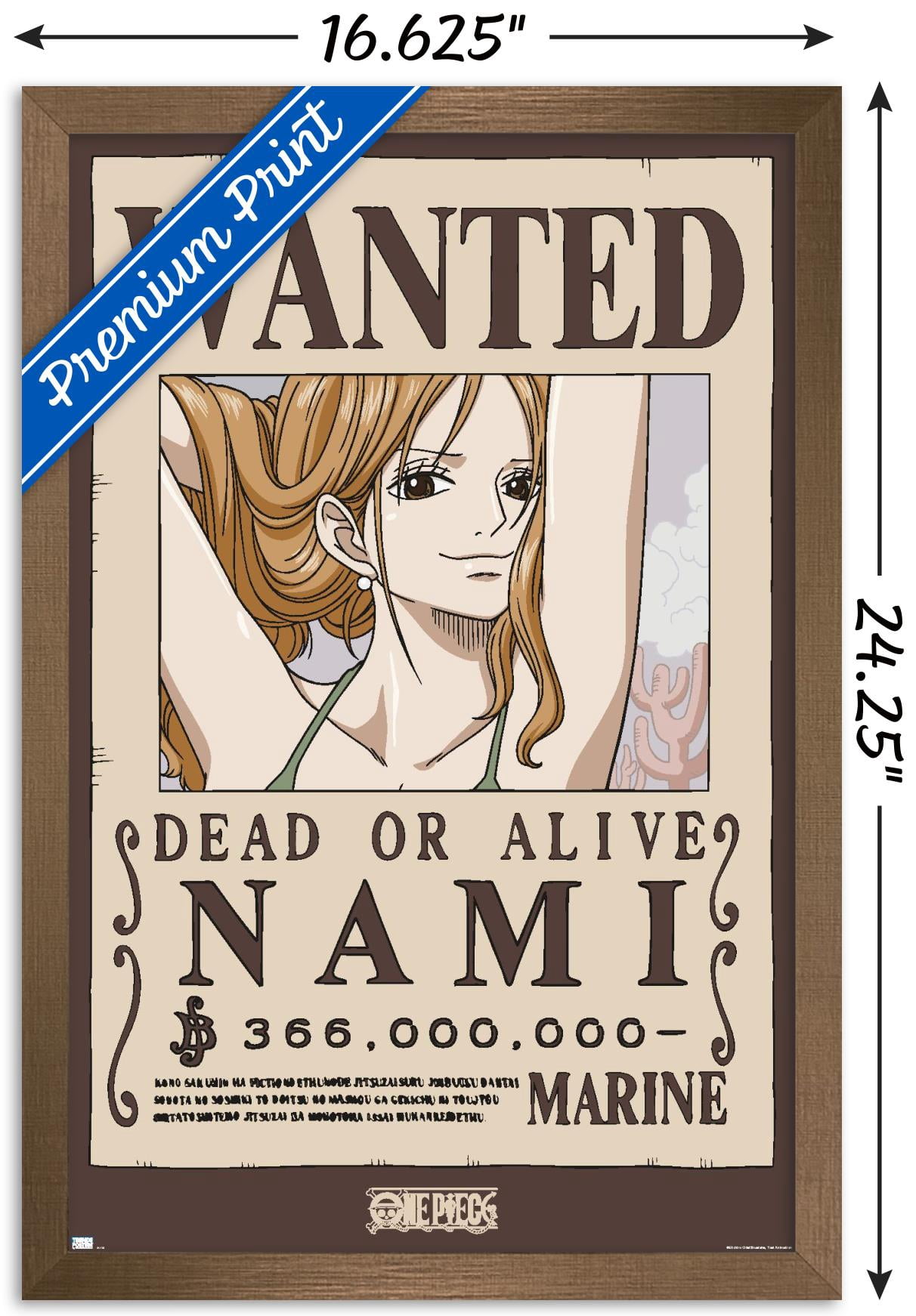 One Piece - Nami Wanted Poster Wall Poster, 14.725" x 22.375" Framed