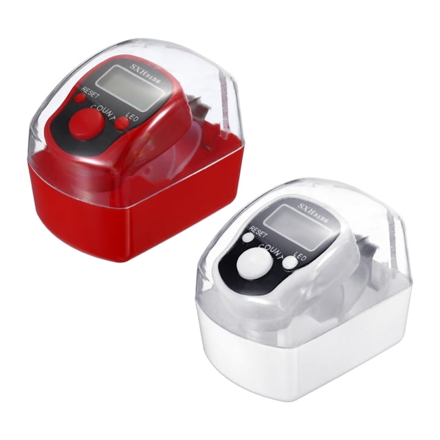 Unique Bargains 0-99999 5 Digital LED Display Finger Tally Counter with Case, White, Red