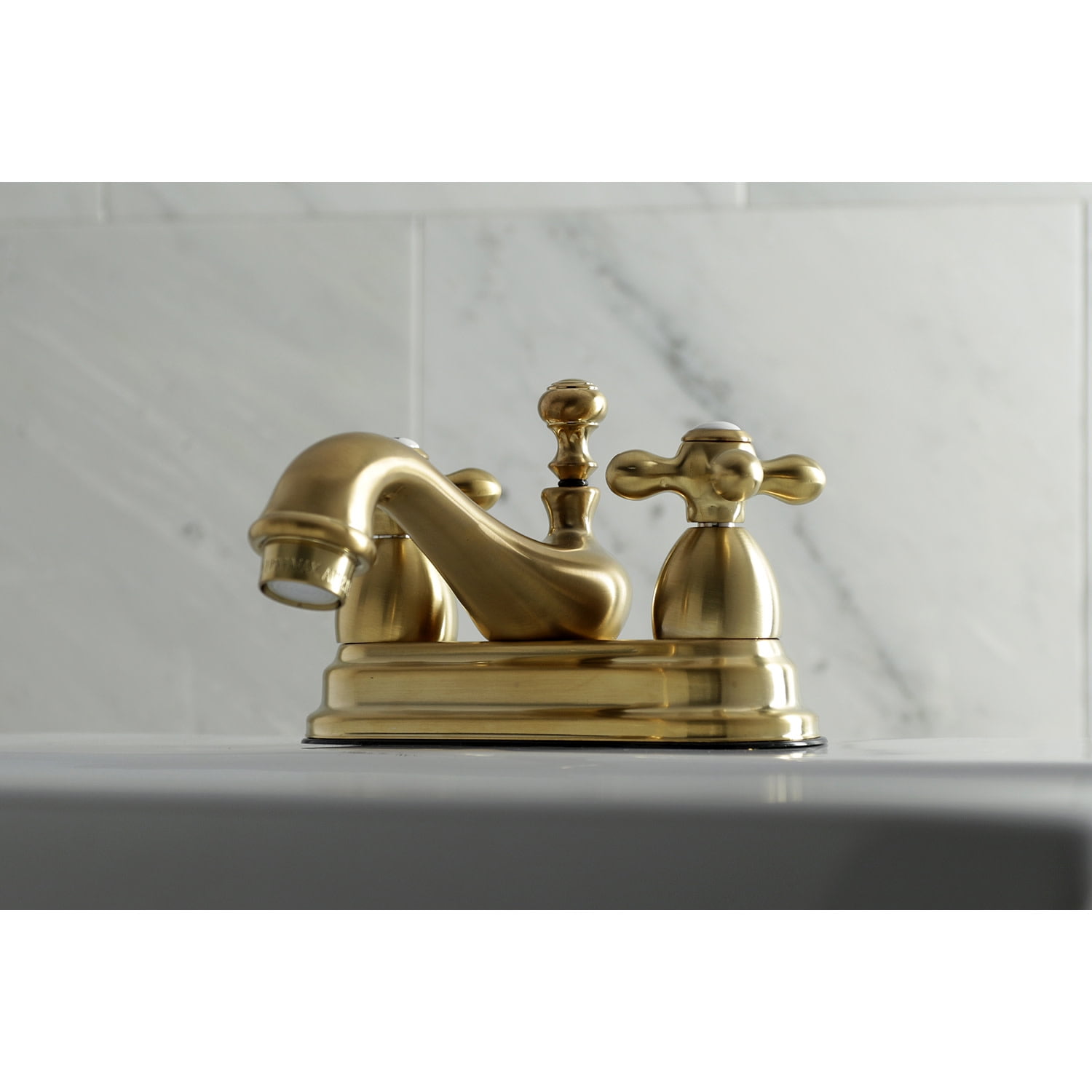 Kingston Brass KS3607AX 4 in. Centerset Bathroom Faucet, Brushed Brass