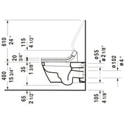 Duravit 253309-Dual Starck 2 0.8/1.6 Gpf Dual Flush Wall Mounted One Piece Elongated