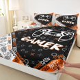 thumbnail image 3 of Homewish Abstract Gamer 4pcs Bed Sheets For Teens Boys Girls,Video Game King Sheets,Black Orange Super Cozy Sheet Set,Lightweight Room Decor, 3 of 7