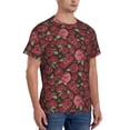 thumbnail image 2 of Vsdgher Rose Flowers Print Men's Dry Fit Mesh Athletic Shirts Moisture Wicking Tennis T-Shirt Tops, 2 of 9