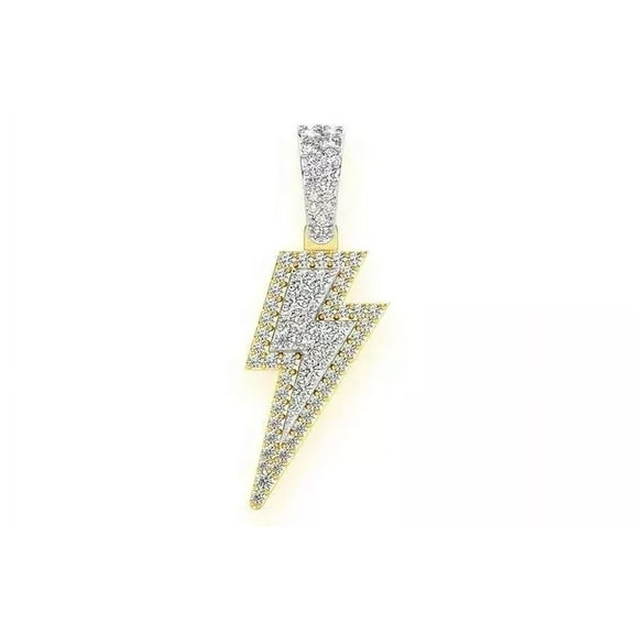0.50 Ct Natural Moissanite LIGHTNING BOLT Pendant 14K Yellow Gold Plated Silver