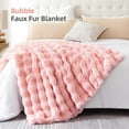 thumbnail image 2 of Faux Fur Blanket Rabbit Fleece - Blush Pink Fluffy Blanket for Sofa, Cozy Soft Plush Throw Blanket for Couch Bed, Luxury Thick Fuzzy Couch Blanket for Winter, Comfy Bubble Blanket - 60" x 80", 2 of 8