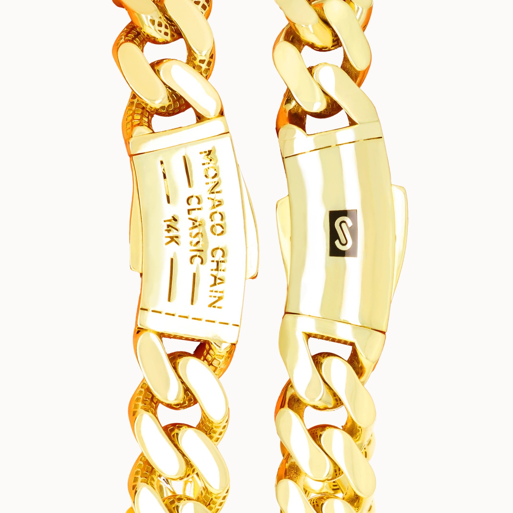 Nuragold 14k Real Yellow Gold Royal Monaco 7.5mm Miami Cuban Link Bracelet (7"-9") Italian Jewelry for Men & Women