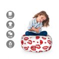 thumbnail image 2 of Vintage Storage Toy Bag Chair, Various Women Lip Forms in Several Gestures Sad Nervous Happy Female Print, Stuffed Animal Organizer Washable Bag, Small Size, Vermilion and White, by Ambesonne, 2 of 3