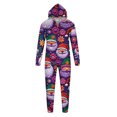 thumbnail image 2 of Odeerbi Christmas Onesie Pajamas for Family Holiday Sleep Jumpsuit Long Sleeve Family Christmas Pajamas Matching Sets Dad Fashion Printed Hooded Jumpsuit Sleepwear PJs Set Purple, 2 of 5