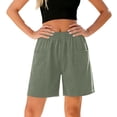 thumbnail image 5 of Aboser Women's Casual Shorts for Summer Wide Leg Cotton Shorts Loose Fits Elastic Waist Lounge Shorts Solid Color Beach Vacation Shorts with Pockets, 5 of 7