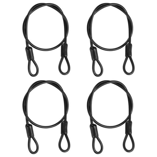 Cable de Seguridad Uxcell Trenzado de Acero Inoxidable Recubierto de Seguridad con Doble Lazo para Equipaje de Viaje Candado de Bicicleta Cable Negro 2 ft x 3/16"(4mm)