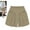Khaki, variant on USSUMA Festival Gift Womens Shorts Casual Solid Color Pull-on Elastic Mid Waist Shorts with Pocket Oversized Moisture Wicking Short Pants Wide Legs Loose Fit Shorts for Women for Climbing Black L