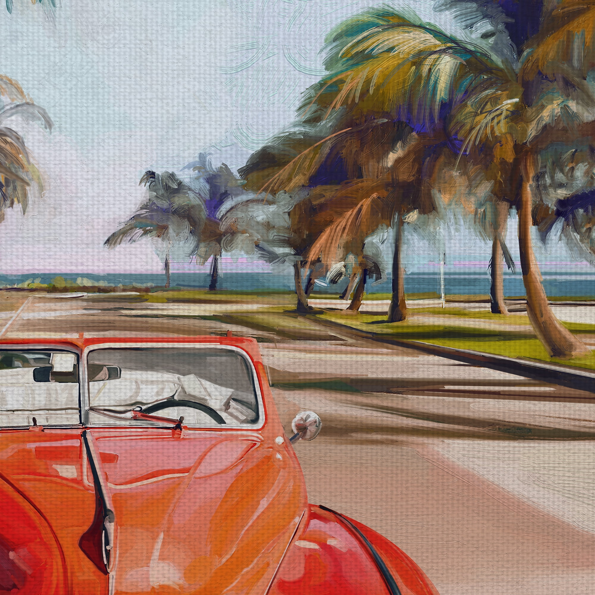 Fine Art Canvas Retro Beach Day I by Studio Arts Canvas Art Print