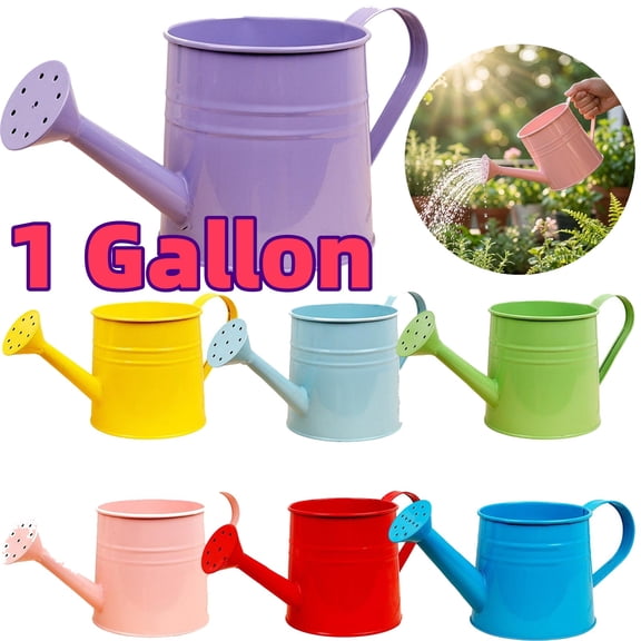Watering Can 1 Gallon, Small Watering Can with Sprinkler Head for Indoor Plants, Vintage Spray Watering Cans with Spout, for Lawn Garden Outdoor Flowers House, Green