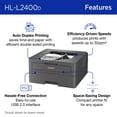 thumbnail image 4 of Brother HL-L2400D Compact Monochrome Laser Printer, Duplex, USB-connected, clear, sharp black & white printing, 4 of 9