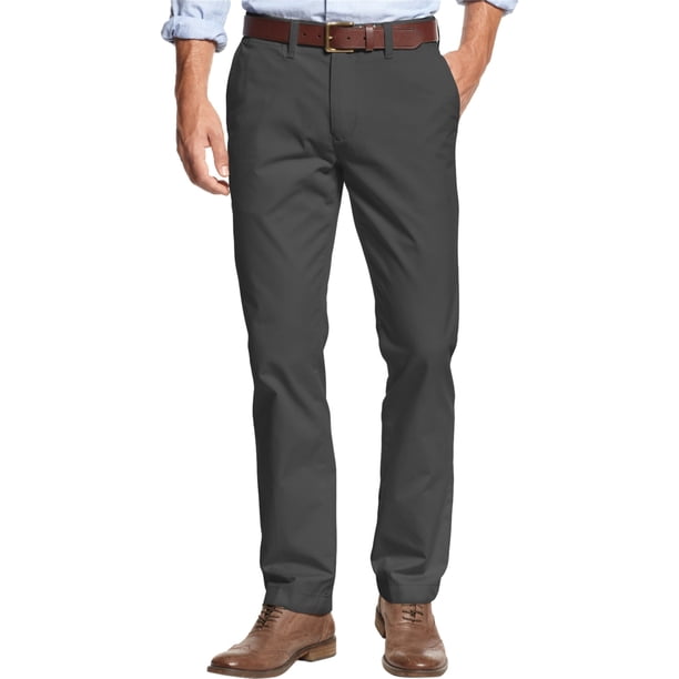 Tommy Hilfiger Mens Custom Casual Chino Pantalones, Gris, 36W x 30L