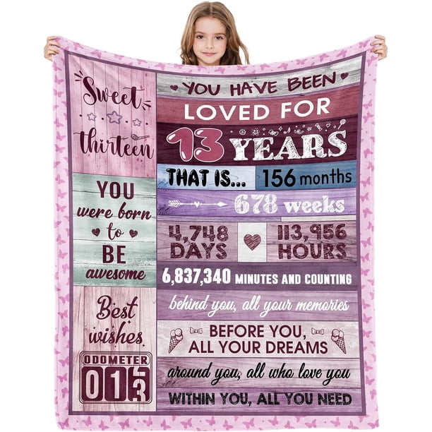 LHSHID 13 Year Old Girl Birthday Gift Ideas 13th Birthday Gifts for Girls 13th Birthday Decorations for Teenage Girls Throw Blanket 30"x40"