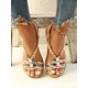 thumbnail image 1 of Women Floral Pattern Braid Detail Slingback Sandals, Vacation Summer Flat Sandals, 1 of 4