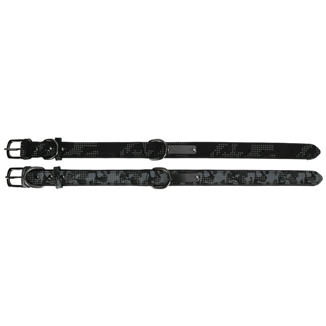 2 Pcs Collier pour Chien Camouflage Réfléchissant Sangle de Cou Doublure Confortable avec Étiquette d'Identification Vierge Motif Déranger Noir/gris TP
