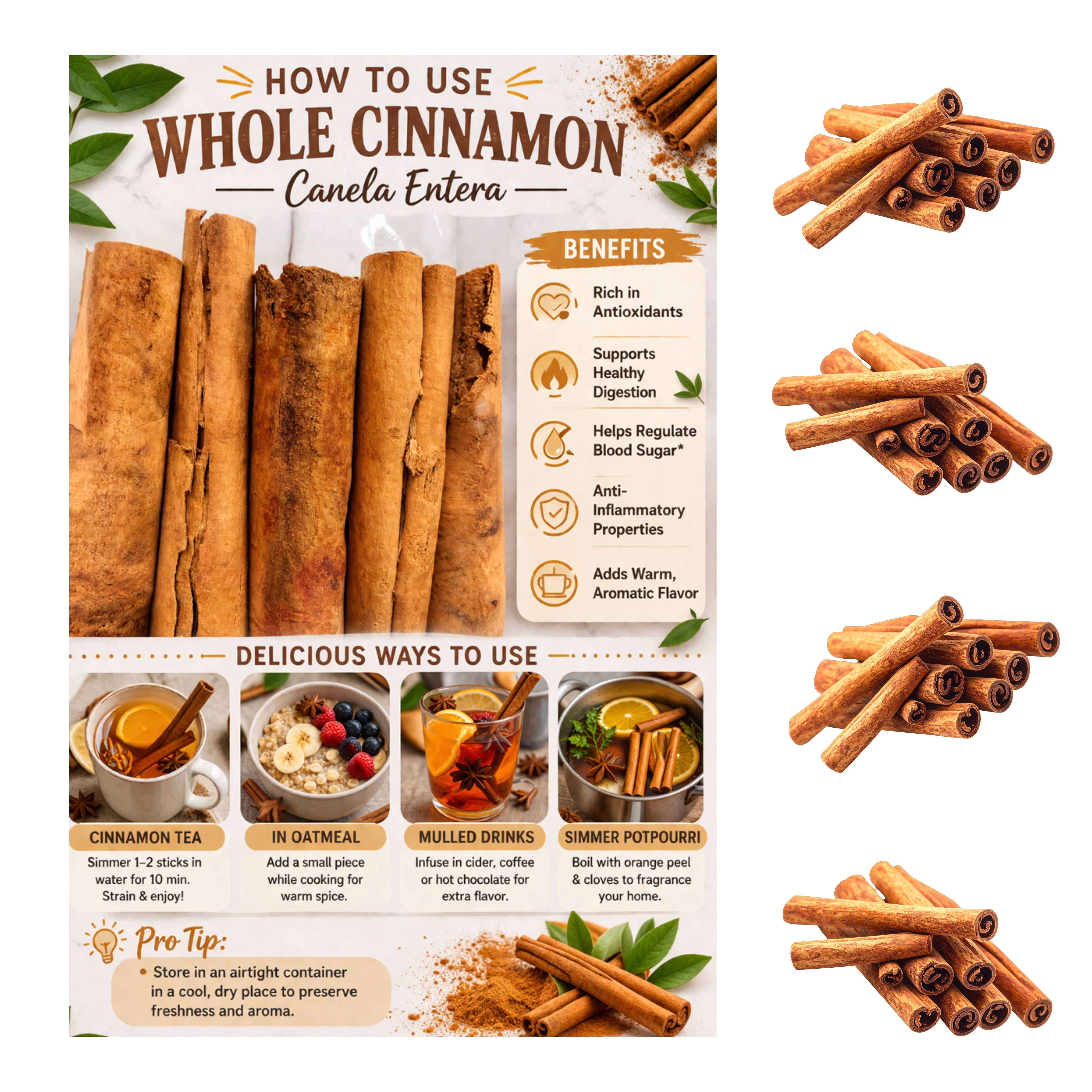 Orale! Whole Cinnamon Sticks, 5 oz