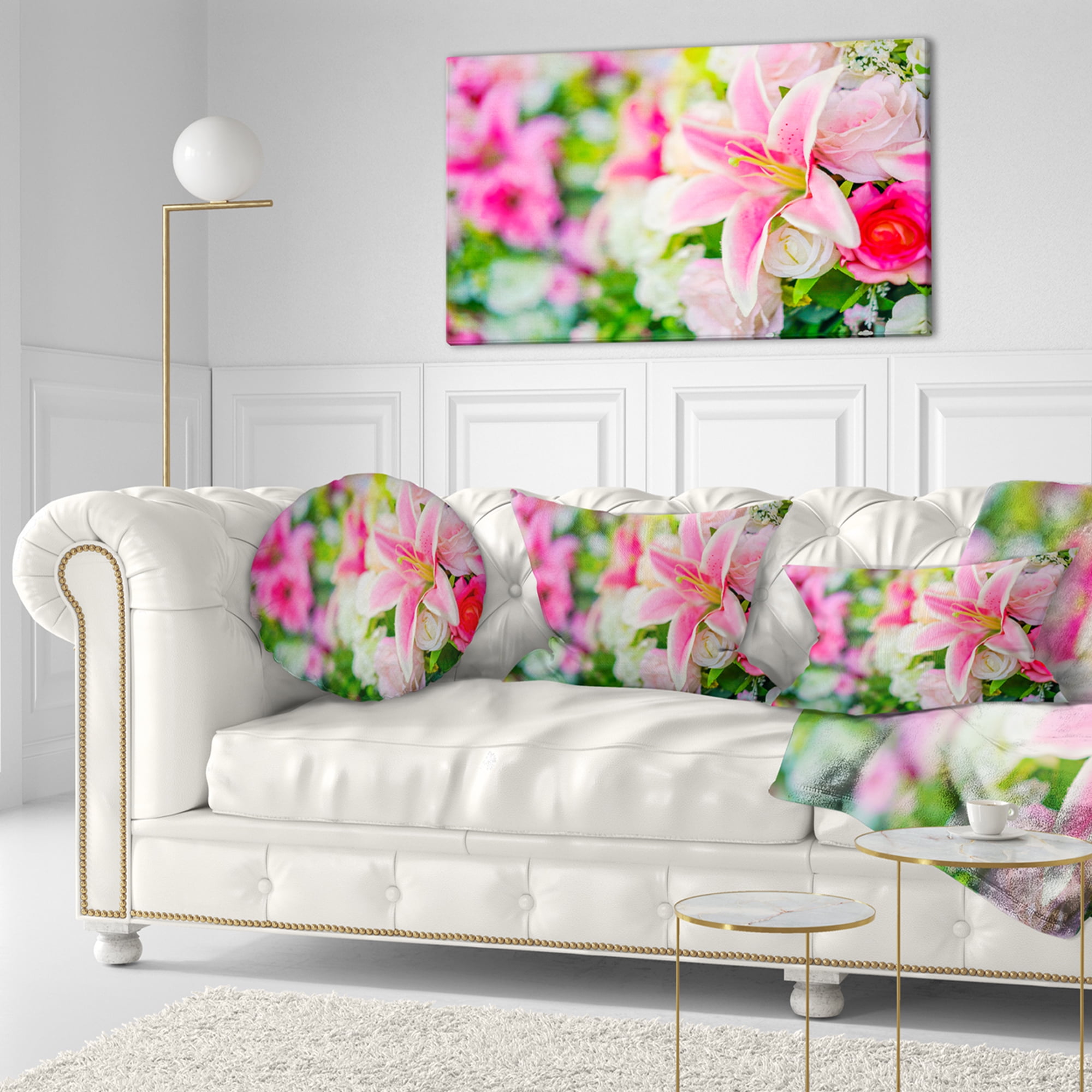 Designart Beautiful Lily Flowers in Bouquet - Floral Throw Pillow - 12x20