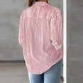 thumbnail image 6 of Jzuxvd Wrinkle Free Women's Button Down Shirts Striped Long Sleeve Collared Blouses Tops with Pocket Red S, 6 of 8