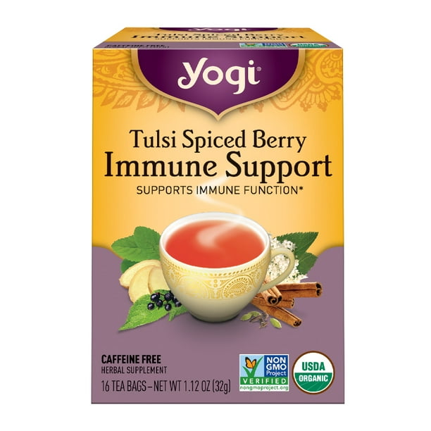 Yogi Tea, Tulsi Spiced Berry Immune Support Tea, Tea Bags, 16 Ct, 1.12