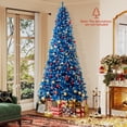 thumbnail image 4 of Gymax 9 FT Pre-Lit Artificial Christmas Tree Blue Hinged Xmas Tree w/ 1938 Frosted PVC Branch Tips, 4 of 10