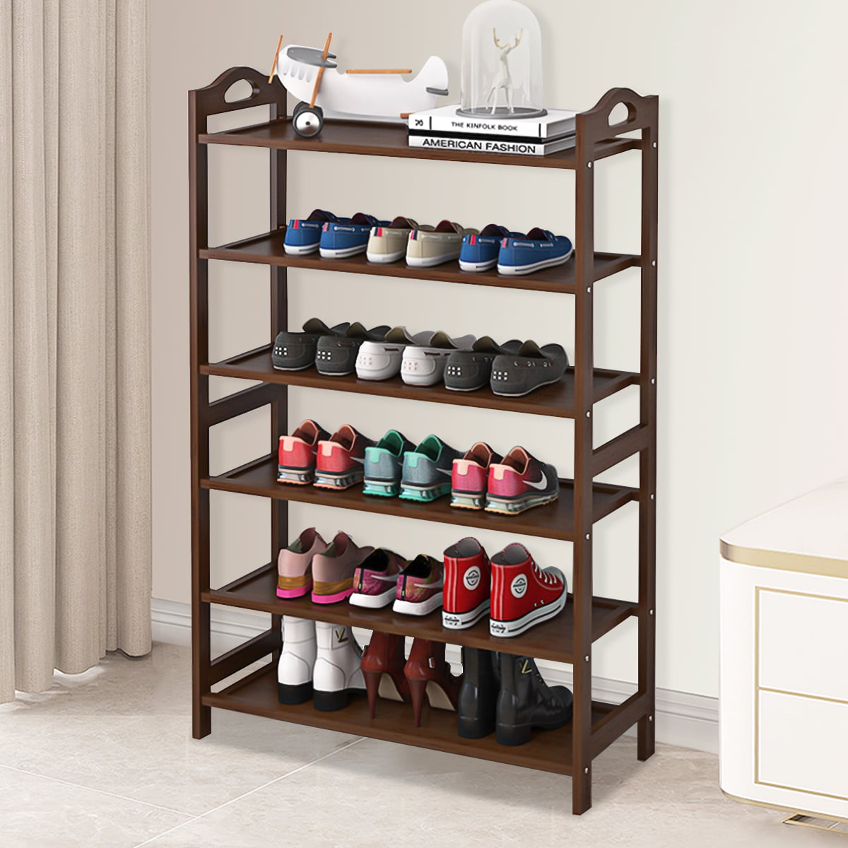 3/4/5/6 Tier Coated Metal Shoe Rack Stand Storage Shelf Organiser Home Shelves 