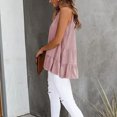 thumbnail image 4 of Camiseta sin mangas para mujer, cuello redondo, dobladillo con volantes, tipo suelto, Color puro, Top de verano para uso diario, 4 of 6