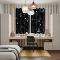 thumbnail image 5 of Starry Sky Kitchen Curtains 63 Inch Length, Modern Black Abstract Dots Stars Aesthetic Grommet Top Bedroom Living Room Curtains, Light Filtering Cafe Curtain Drapes 2 Panels Set 84''x63'', 5 of 9