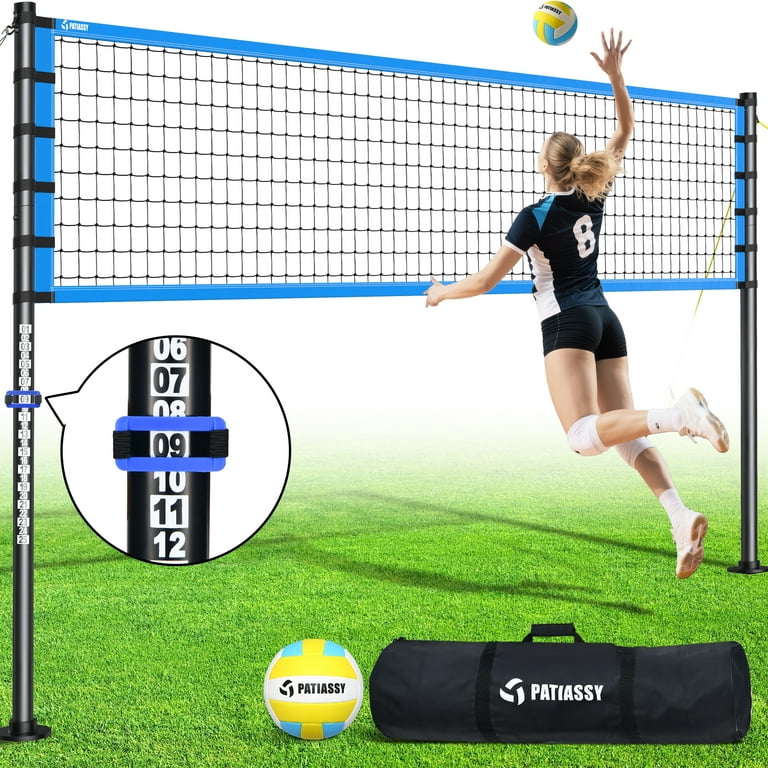Patiassy 32FT Outdoor Volleyball Net Set, Adjustable Height Steel