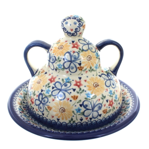 Blue Rose Polish Pottery Butterfly Cheese Lady