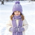 thumbnail image 5 of Toddler Hats, Gloves and Scarves Sets Winter Warm Knit Thick Thermal Stretchy Ski Head Hat Scarf Gloves Set, 5 of 7