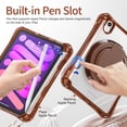 thumbnail image 6 of ELEHOLD Rotating Shockproof Case For iPad Mini 7th(A17 Pro) 2025/ 6th Generation 2022, Full Body Protection Clear Rugged Cover, 360° Rotating Ring Hand Grip Stand, Nylon Shoulder Strap,Chocolate, 6 of 8