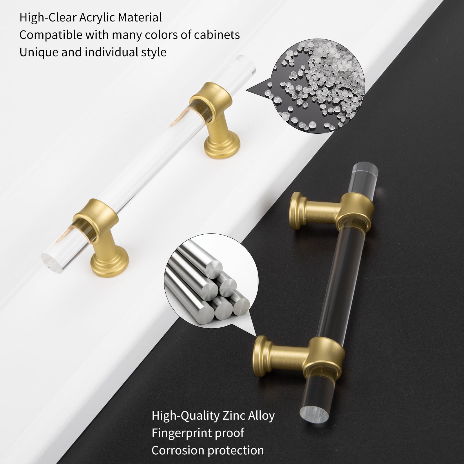Homdiy 25 Pack Acrylic Drawer Handles Matte Gold Cabinet Pulls for Kitchen and Bedroom .etc