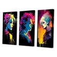 thumbnail image 3 of Designart "Neon Glamour Retro Diva Woman Portrait IV" Woman Pop Art Wall Art Set Of 3 - Glam Pink Canvas Set For Living Room Decor, 3 of 6