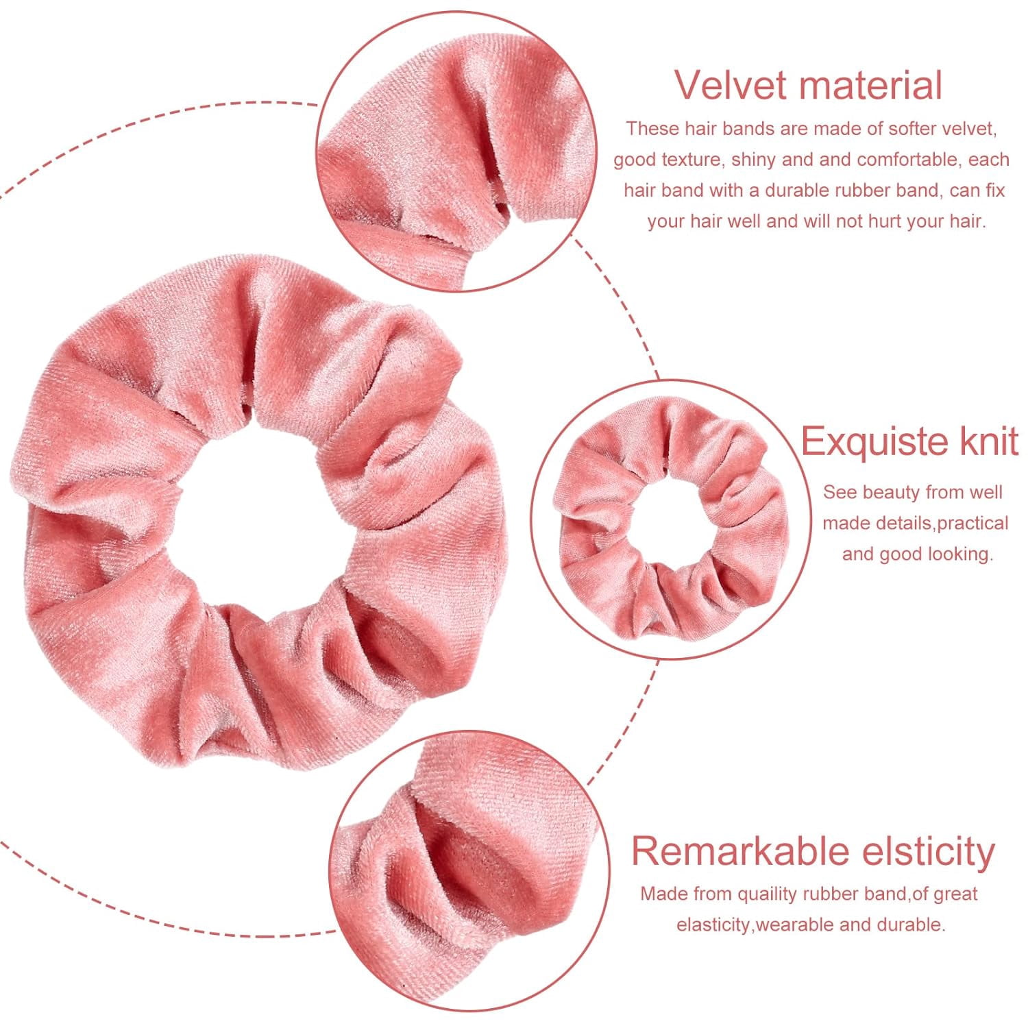 12 Pieces Hair Scrunchies Velvet Elastics Scrunchy Bobbles Soft Hair Bands Hair Ties for Women Teenage Girls (Dusty Pink)
