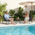 thumbnail image 4 of Patio Furniture Set, Aiho Outdoor Bistro Set with Glass Top Table, Textilene Patio Chairs Set for Poolside, Lawn, Black, 4 of 9
