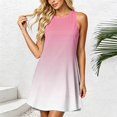 thumbnail image 2 of Levmjia Women's Summer Sleeveless Tank Dress Casual Gradient Color Block O Neck A Line Mini Dress with Side Pockets Loose Fit Stretchy Bodycon Sundress Daily Wear, 2 of 6
